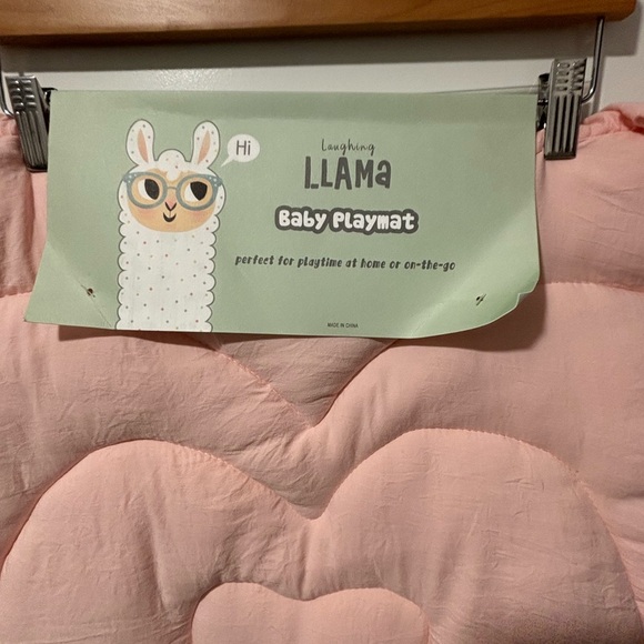 Laughing LLAMA HEART 🩷 SHAPED QUILTED PLAY-MAT PINK Ruffled Decor 34” X 31” - Picture 6 of 6